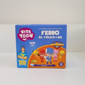 FERRO ÁCIDO FÓLICO E VITAMINA B12  SABOR PÊSSEGO 30 GOMAS VITA TOON LUCCAS NETO  - MAXINUTRI