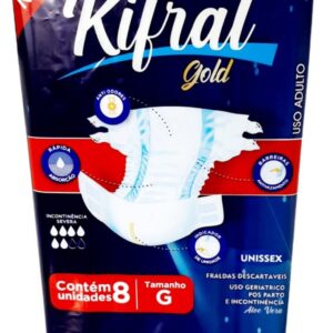 FRALDA GERIÁTRICA DESCARTÁVEL INCONTINÉNCIA SEVERA  G 8 UNIDADES - KIFRAL GOLD