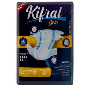 FRALDA GERIÁTRICA DESCARTÁVEL INCONTINÉNCIA SEVERA  M  8 UNIDADES -   KIFRAL GOLD