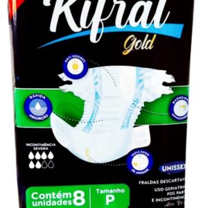 FRALDA GERIÁTRICA DESCARTÁVEL INCONTINÉNCIA SEVERA  P 8 UNIDADES -  KIFRAL GOLD