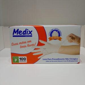 LUVA DE LÁTEX COM  PÓ TAMANHO  P 100 UNIDADES  - MEDIX