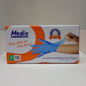 LUVA NITRILICA SEM PO AZUL P  100 UNIDADES - MEDIX