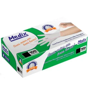 LUVA DE  LÁTEX SEM PÓ TAMANHO M 100 UNIDADES - MEDIX