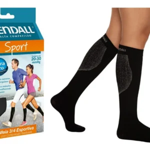 MEIA COMPRESSIVA SPORTIVA 3/4 20-30 MMHG TAMANHO P COR PRETO - KENDALL