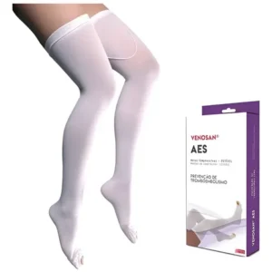 MEIA PREVENÇÃO TROMBOEMBOLISMO 7/8 TAMANHO M (Pé aberto 18mmhg) BRANCA  - VENOSAN
