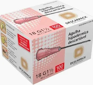 AGULHA HIPODÉRMICA   18G (40 x 1,20 mm)  UNIDADE - DESCARPACK